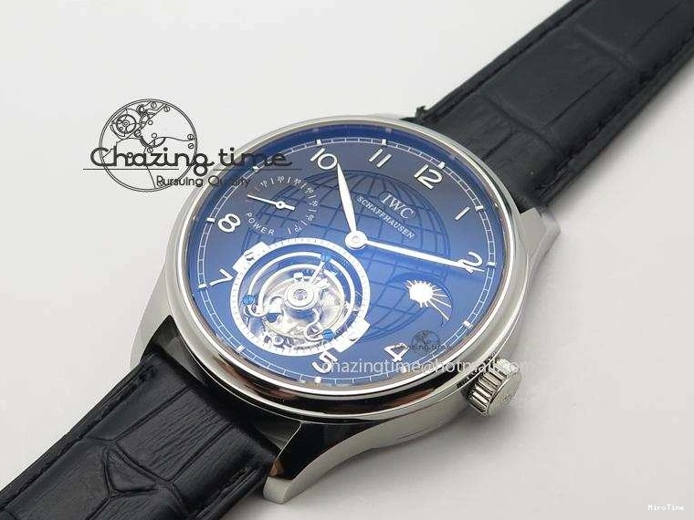 MIROTIME 0331 Portuguese Tourbillon Power Reserve Moonphase SS Black Dial On Black Leather Strap TechFriendly 7321